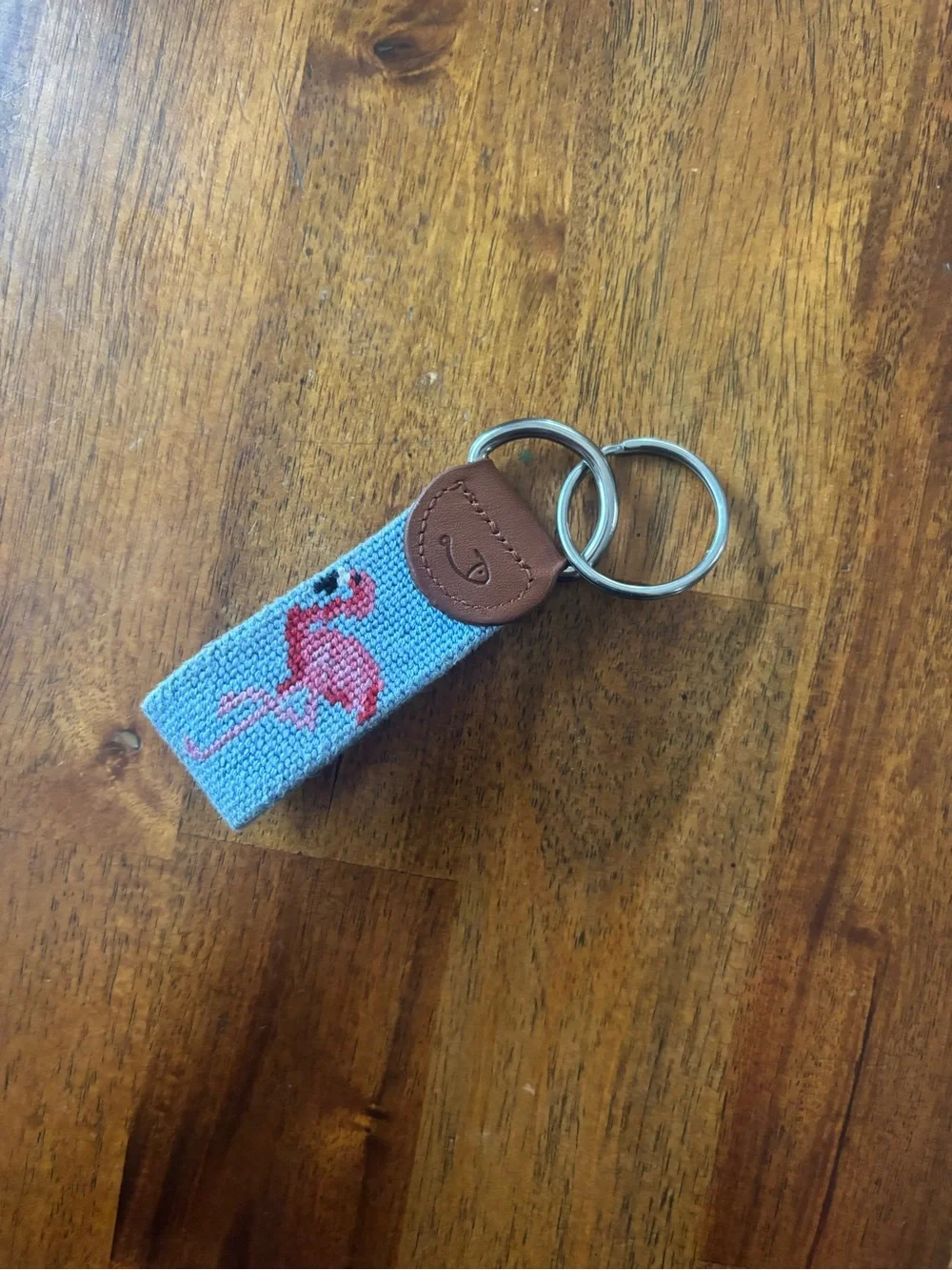 Huck Venture Leather Hand-Stitched Needlepoint Key Fob or Key Chain